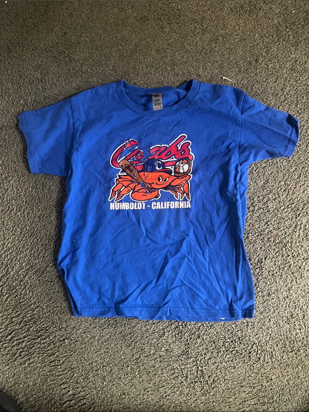 Gildan Small (6-7) Blue Kids Humboldt Crabs Baseball Graphic Tee
